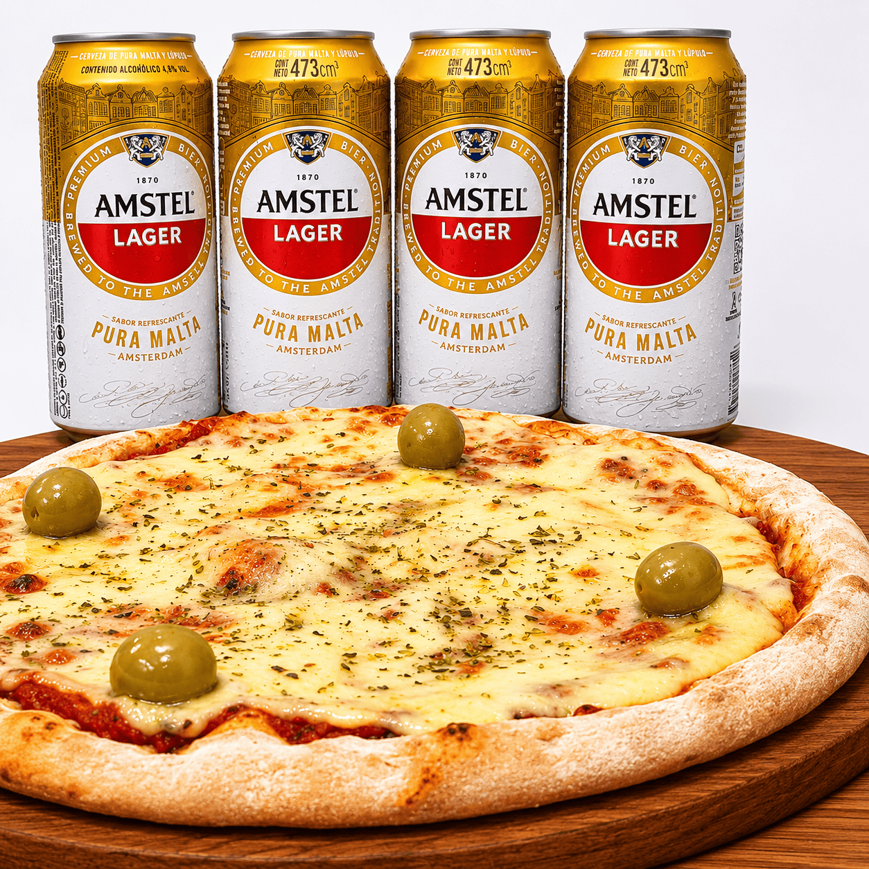 Muzza mega + 4 cervezas 473cc