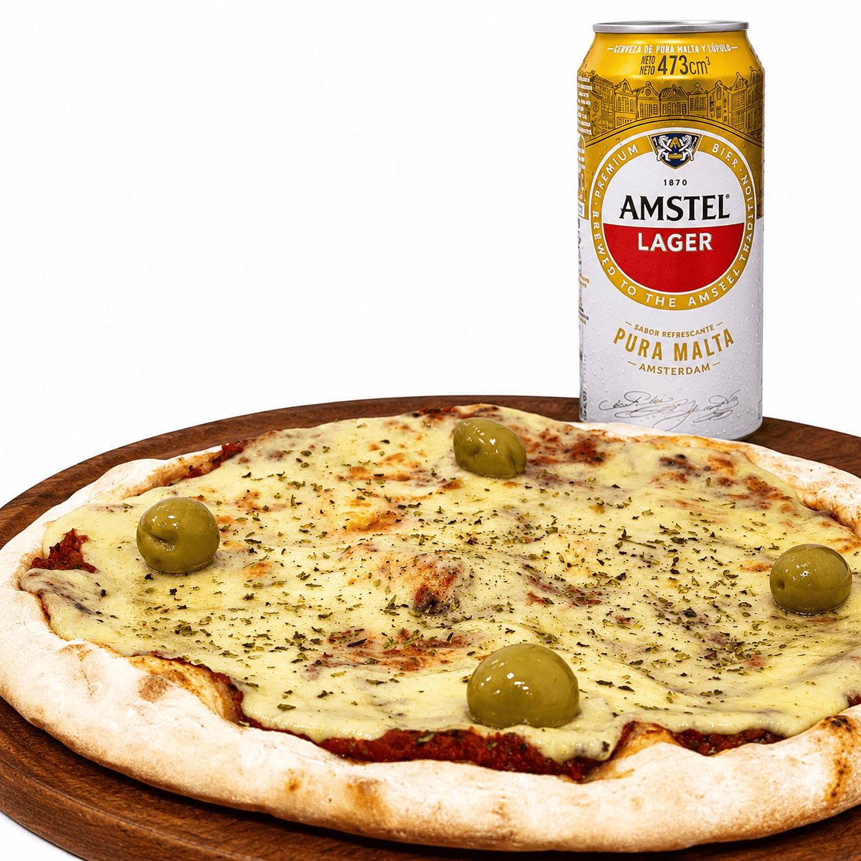 Muzza grande + cerveza 473cc